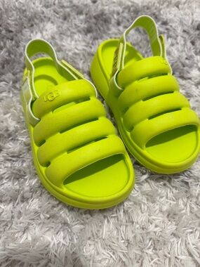 UGG Kids Neon Lime Slide Sandals